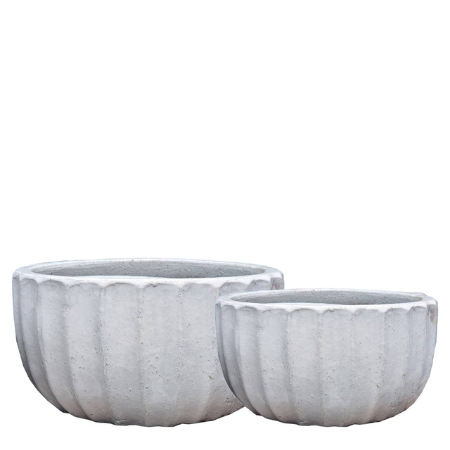 Vase - Set aus Keramik mit gerippter runder Form & handgefertigter Ausführung – Rae | PTMD - Esszett Luxury | Stilvolles Wohnen mit Charakter