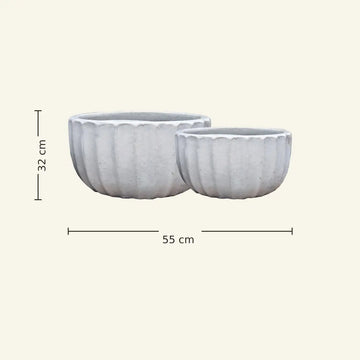 Topf – Geripptes Design, Runde Form, Keramik Material, Weiß – Rae | PTMD