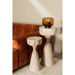 Side table – Iron, round, cream, glossy, hand-finished, S – Maran Cream | PTMD