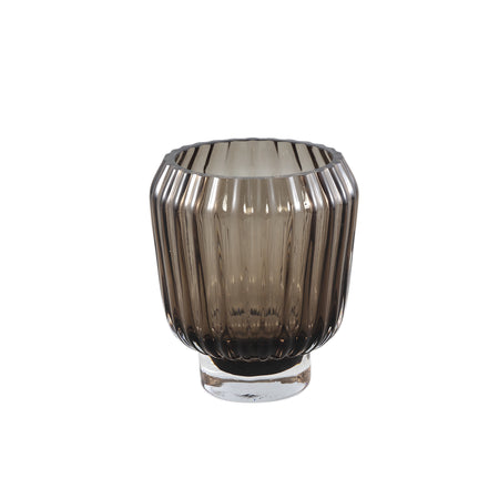 Vase – Geripptes Design, Braune Farbe, Glas Material, S – Joyca | PTMD image