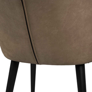 Esszimmerstuhl – Terra Leder Polsterung, Metallgestell, Taupe Farbton – Fiori | PTMD