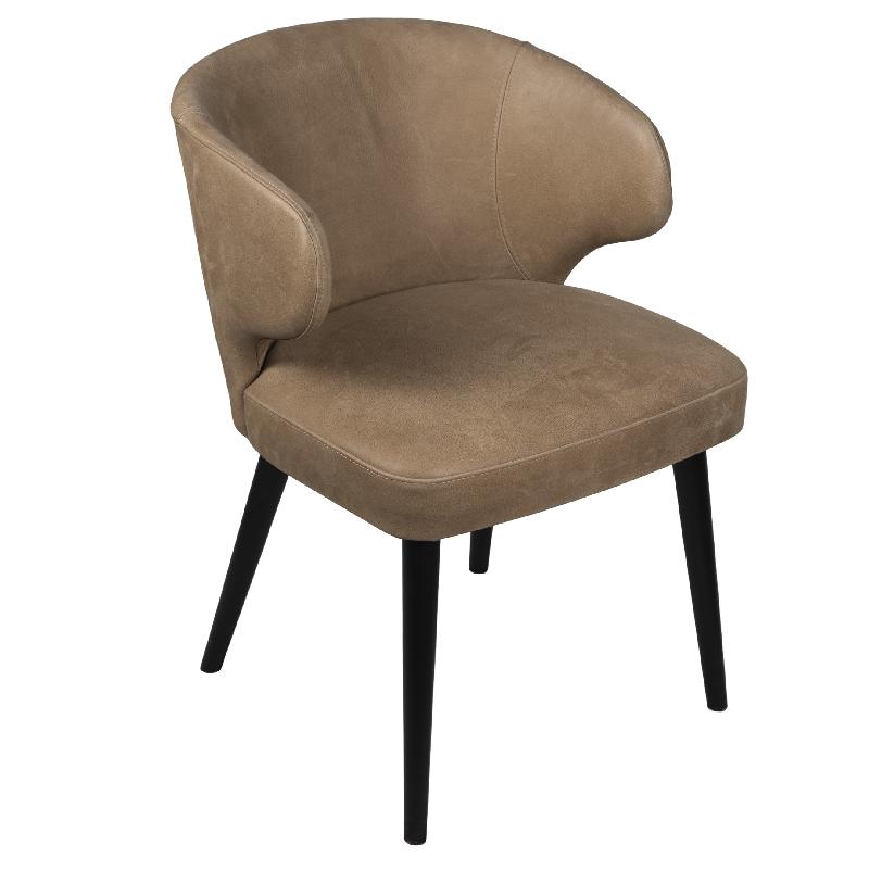 Esszimmerstuhl – Terra Leder Polsterung, Metallgestell, Taupe Farbton – Fiori | PTMD
