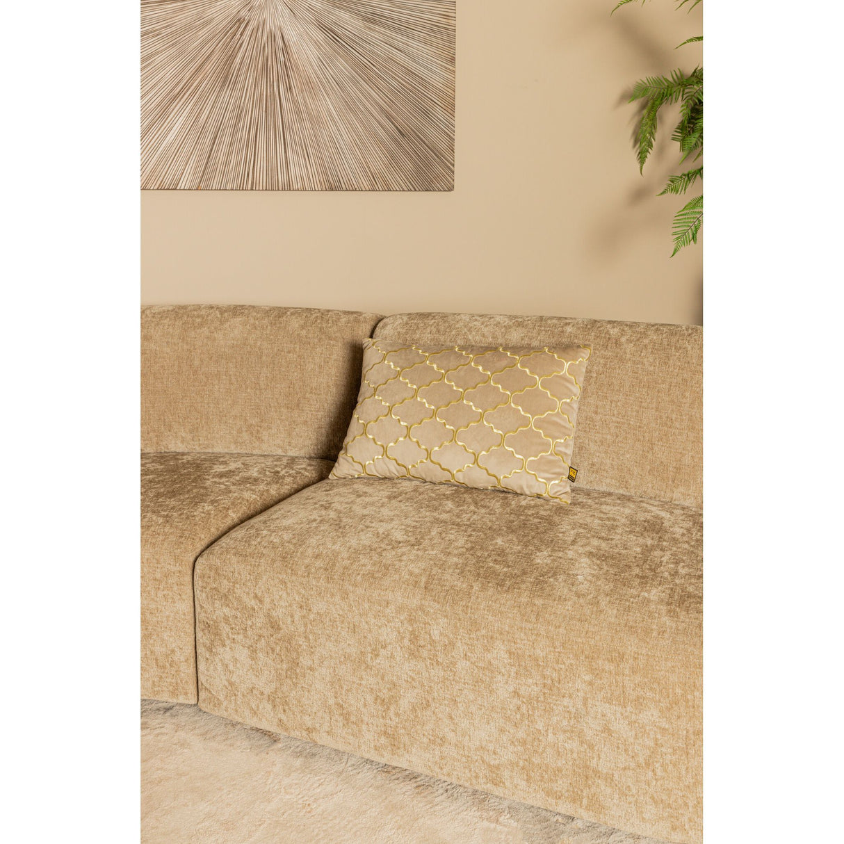 Sofa – creme Oberfläche, Stoff Bezug, rechte Ottomane – Lujo | PTMD