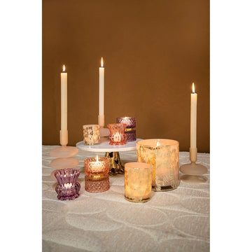 Tealight Holder - Pink Glass & Gold-Colored Center Ring & Glass–Metal Design – Asiya | PTMD