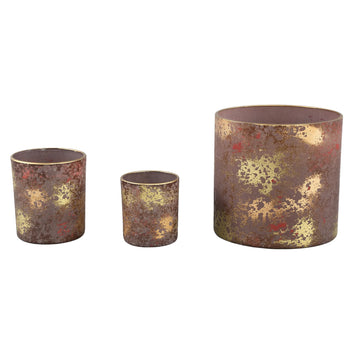 Glass Tealight Holder, Embossed Pattern, Glossy Finish L – Esme | PTMD