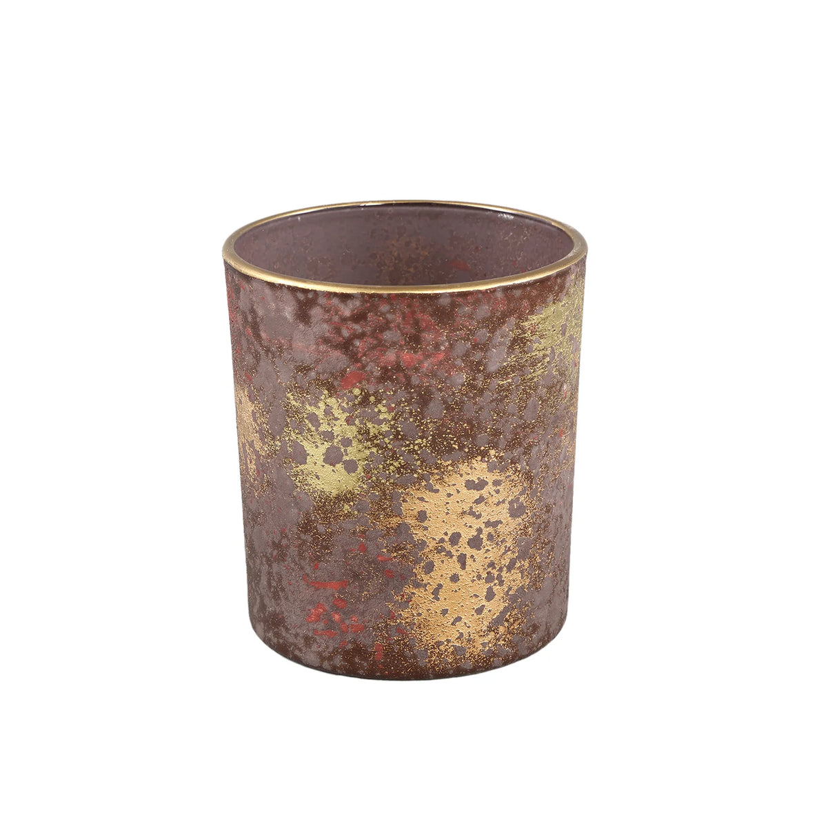 Teelichthalter – Braunes Glas, Goldene Akzente, Antike Optik, L - Esme | PTMD