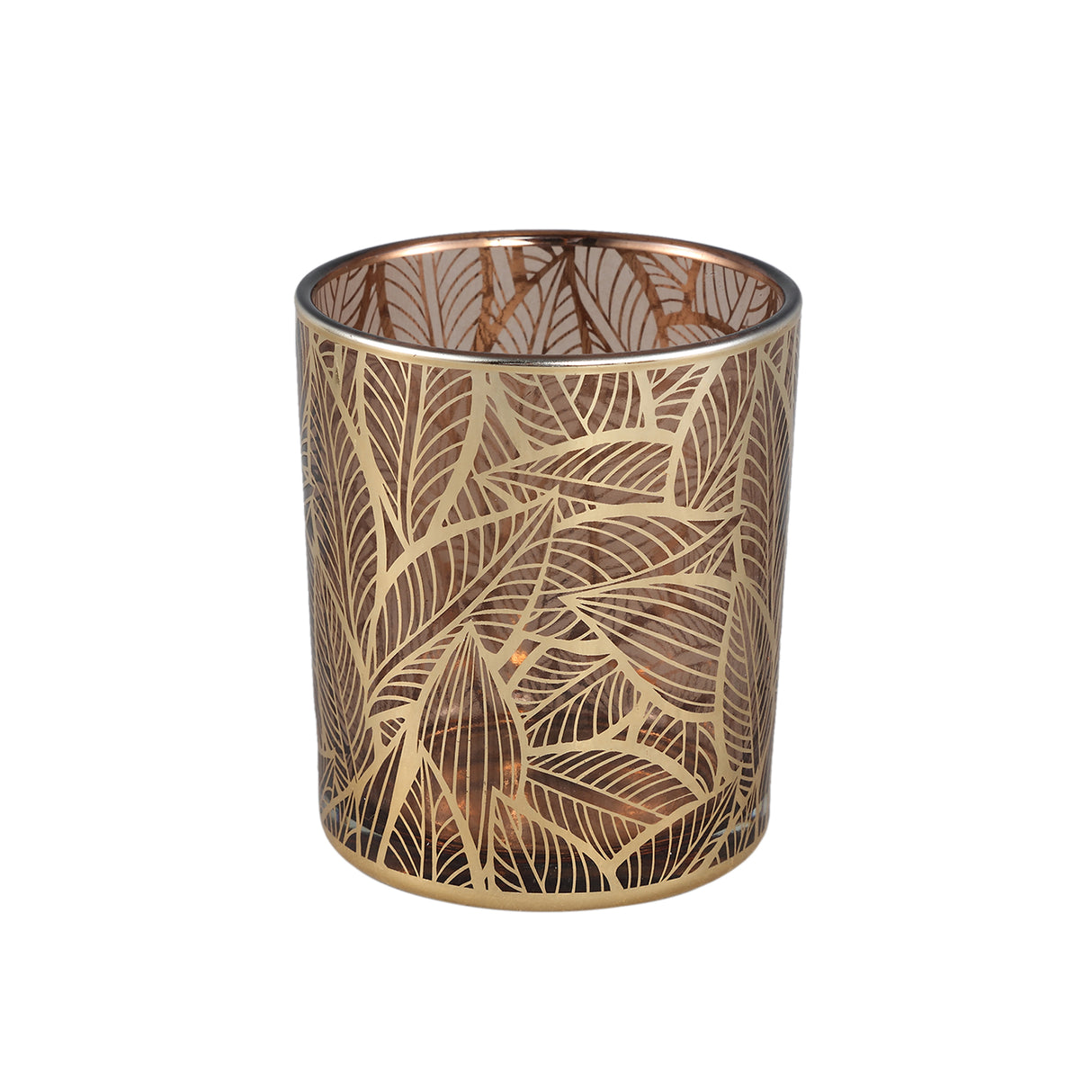 Windlicht aus Glas mit Blattmuster & Goldfinish L – Sariska | PTMD - Esszett Luxury | Stilvolles Wohnen mit Charakter