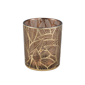 Windlicht aus Glas mit Blattmuster & Goldfinish L – Sariska | PTMD - Esszett Luxury | Stilvolles Wohnen mit Charakter