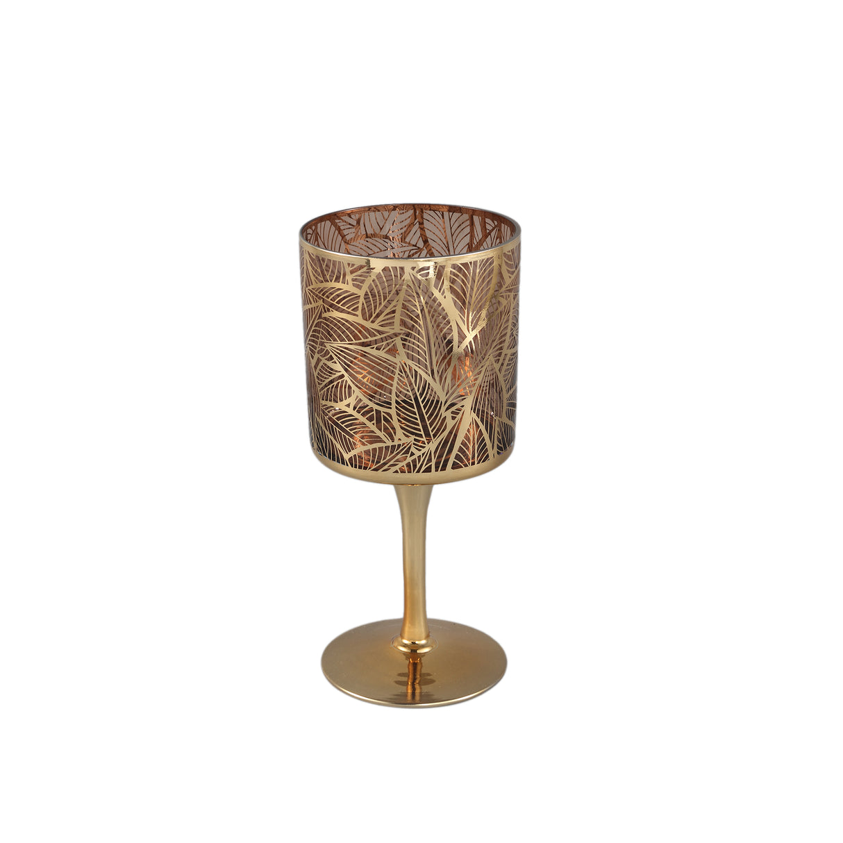 Kerzenständer – Goldglas, Blattmuster, Strukturglas, 20 cm - Sariska | PTMD