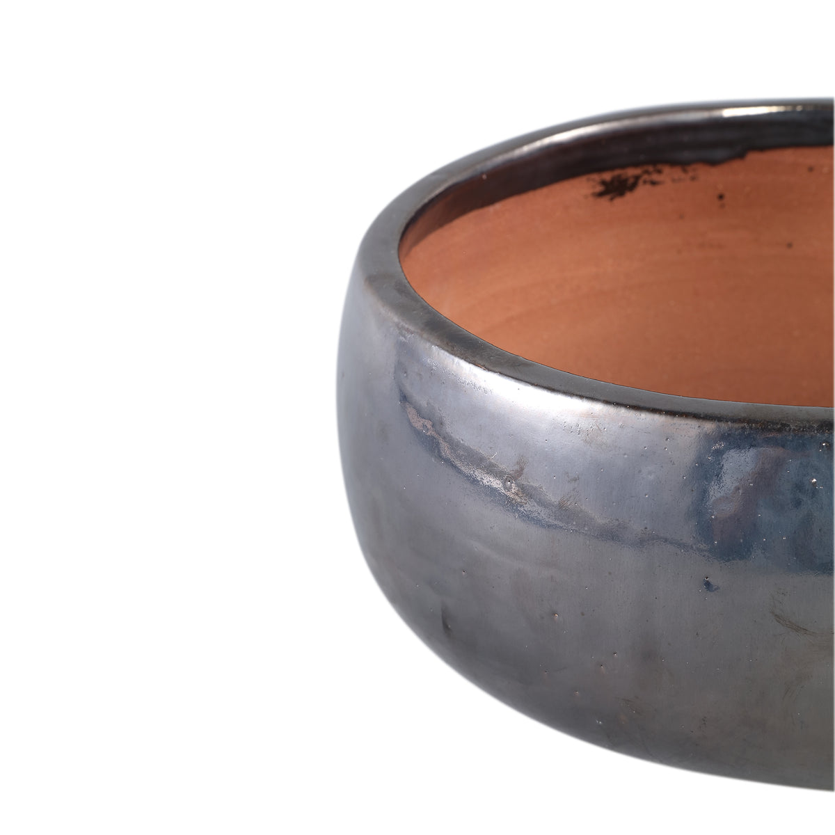 Pot – Ceramic Material, Round Shape, Silver Finish – Nayaa | PTMD