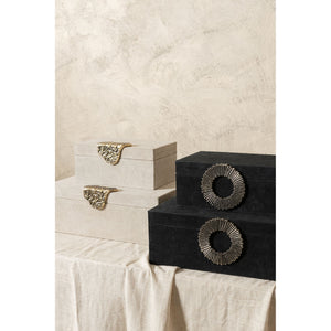 Storage Box Velour Leather, Silver-Colored Handle, Black, Semi-Handcrafted – Hazael | PTMD