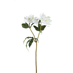 Rose flower – White rose, 2 buds, iron metal, polyester fabric | PTMD