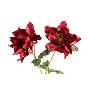 Rosebud – Burgundy Rose, 2 buds, Iron Metal, PE Plastic | PTMD