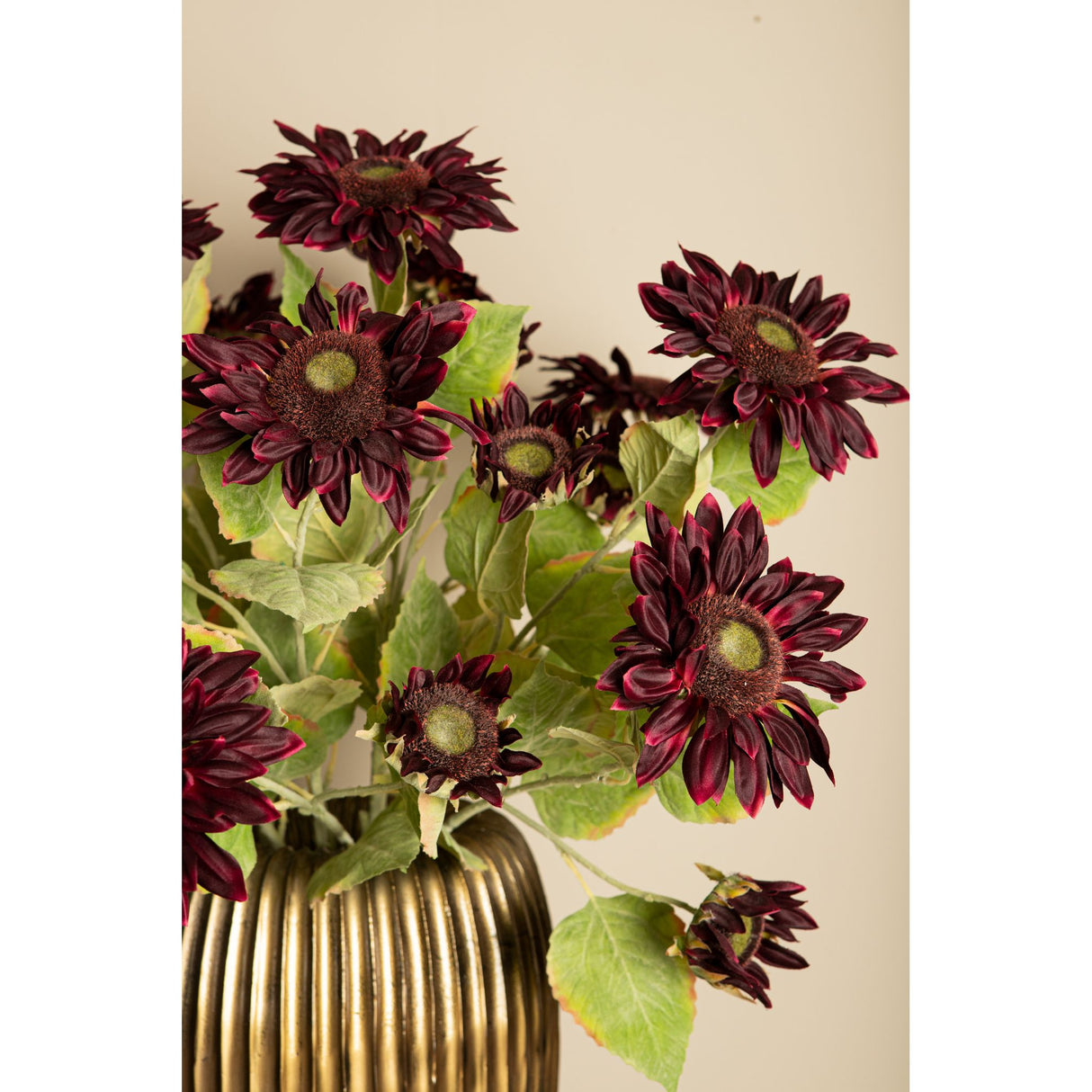 Garden Flower - Burgundy Sunflower, Fabric Flowers, Iron Metal, S | PTMD