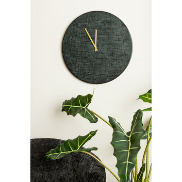 Wall Clock - Iron Metal, Round Design, Square Texture, Handmade, Black, S – Emmett | PTMD