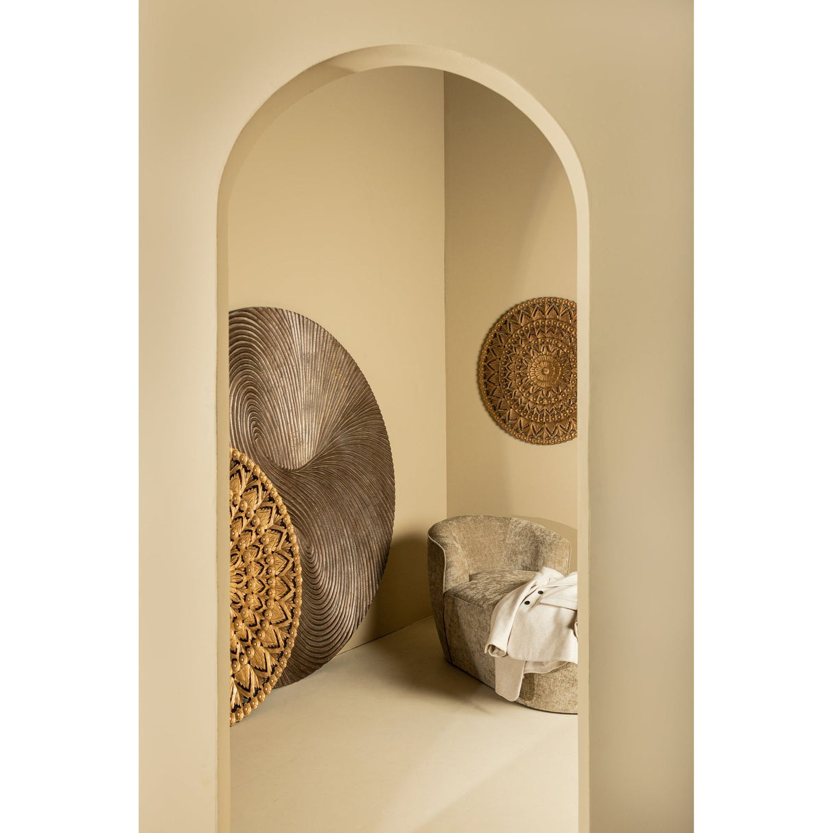 Wandpaneel aus MDF, rundes Design, geschnitztes Swirl - Muster – Wiktor L | PTMD - Esszett Luxury | Stilvolles Wohnen mit Charakter