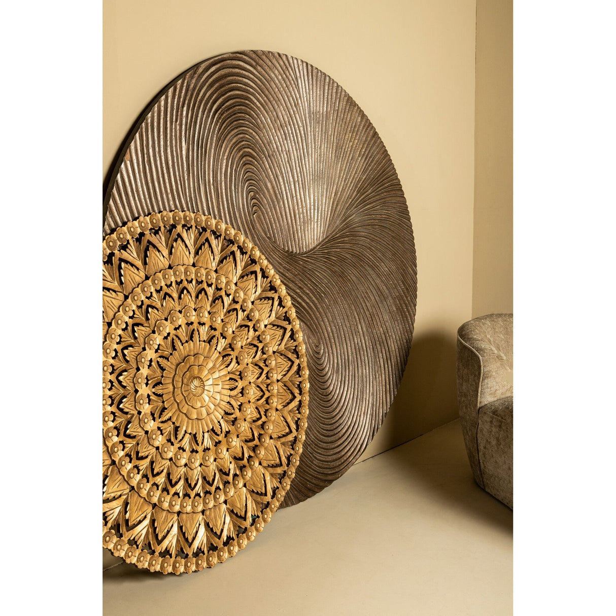 Wandpaneel aus MDF, rundes Design, geschnitztes Swirl - Muster – Wiktor L | PTMD - Esszett Luxury | Stilvolles Wohnen mit Charakter