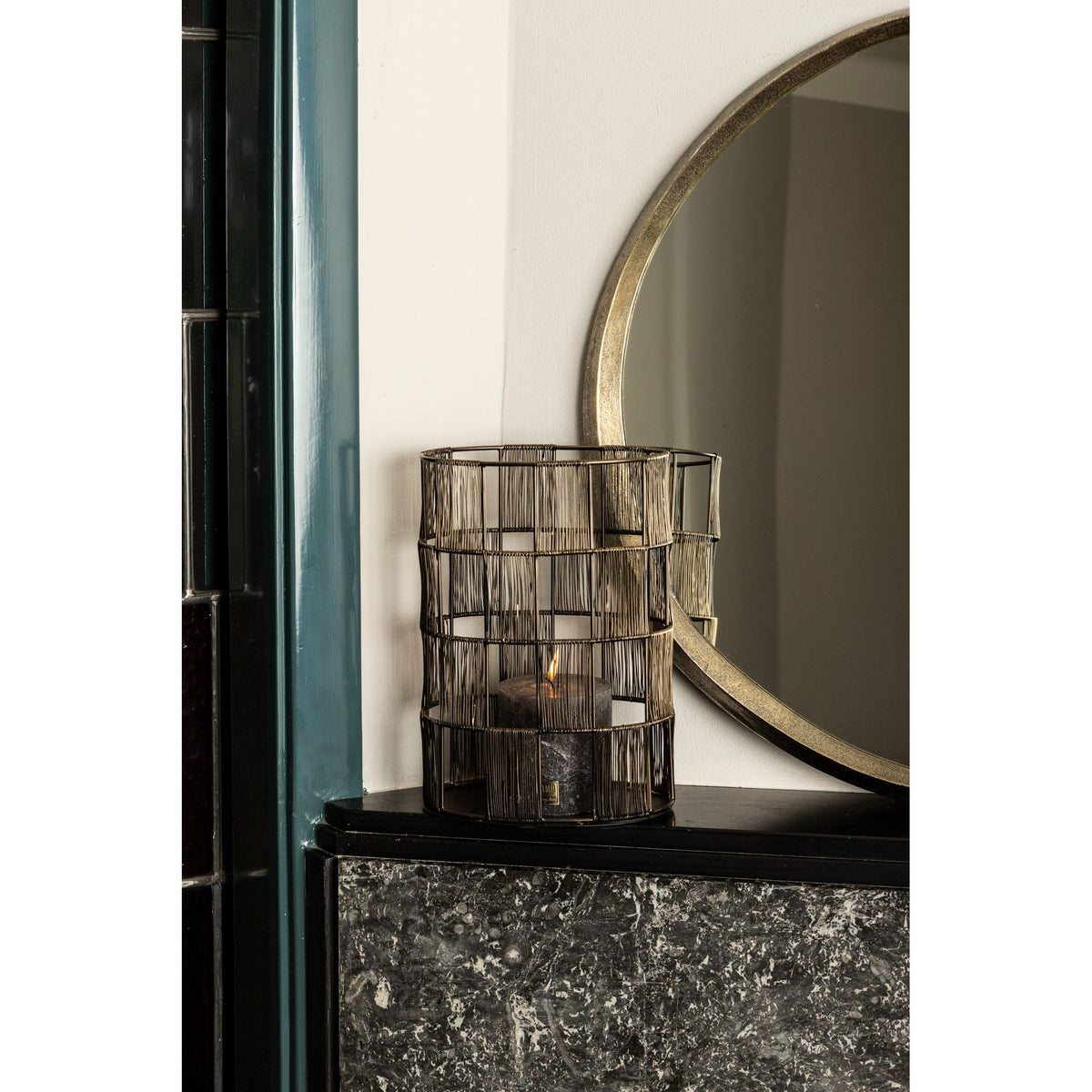 Wall Mirror - Cast Aluminum Metal, Round Shape, Irregular Edge, Handmade, Gold, S – Limera | PTMD