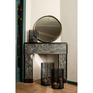 Wall Mirror - Cast Aluminum Metal, Round Shape, Irregular Edge, Handmade, Gold, S – Limera | PTMD