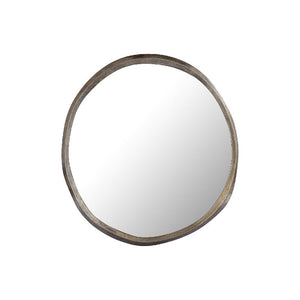 Wall Mirror - Cast Aluminum Metal, Round Shape, Irregular Edge, Handmade, Gold, S – Limera | PTMD