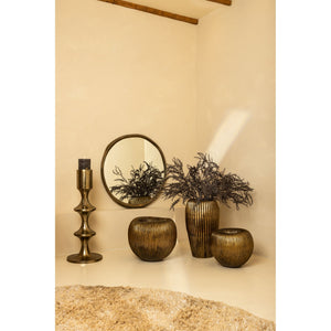 Wall Mirror - Cast Aluminum Metal, Round Shape, Irregular Edge, Handmade, Gold, S – Limera | PTMD