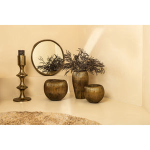 Wall Mirror - Cast Aluminum Metal, Round Shape, Irregular Edge, Handmade, Gold, S – Limera | PTMD