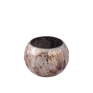 Teelichthalter – Braun-Silbernes Glas, Runde Form, Strukturierte Oberfläche - Inanna | PTMD