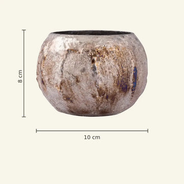 Teelichthalter – Braun-Silbernes Glas, Runde Form, Strukturierte Oberfläche - Inanna | PTMD