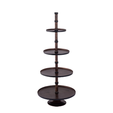 Cake Stand – cast aluminum, round, copper-colored, oxidized two-tone finish, handmade, L – Glinda | PTMD