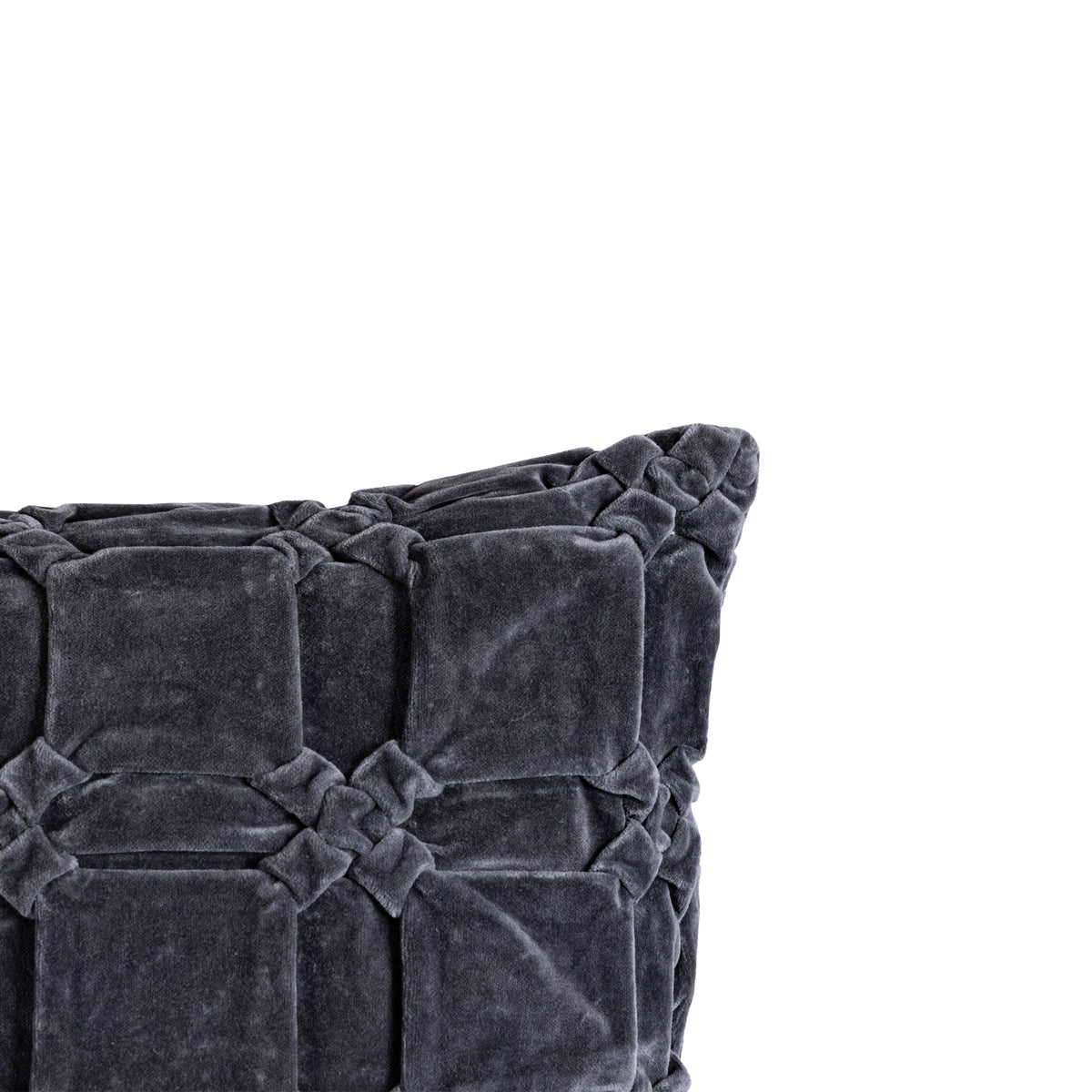 Square cushion made of structured fabric with soft filling in gray M – Nasim | PTMD