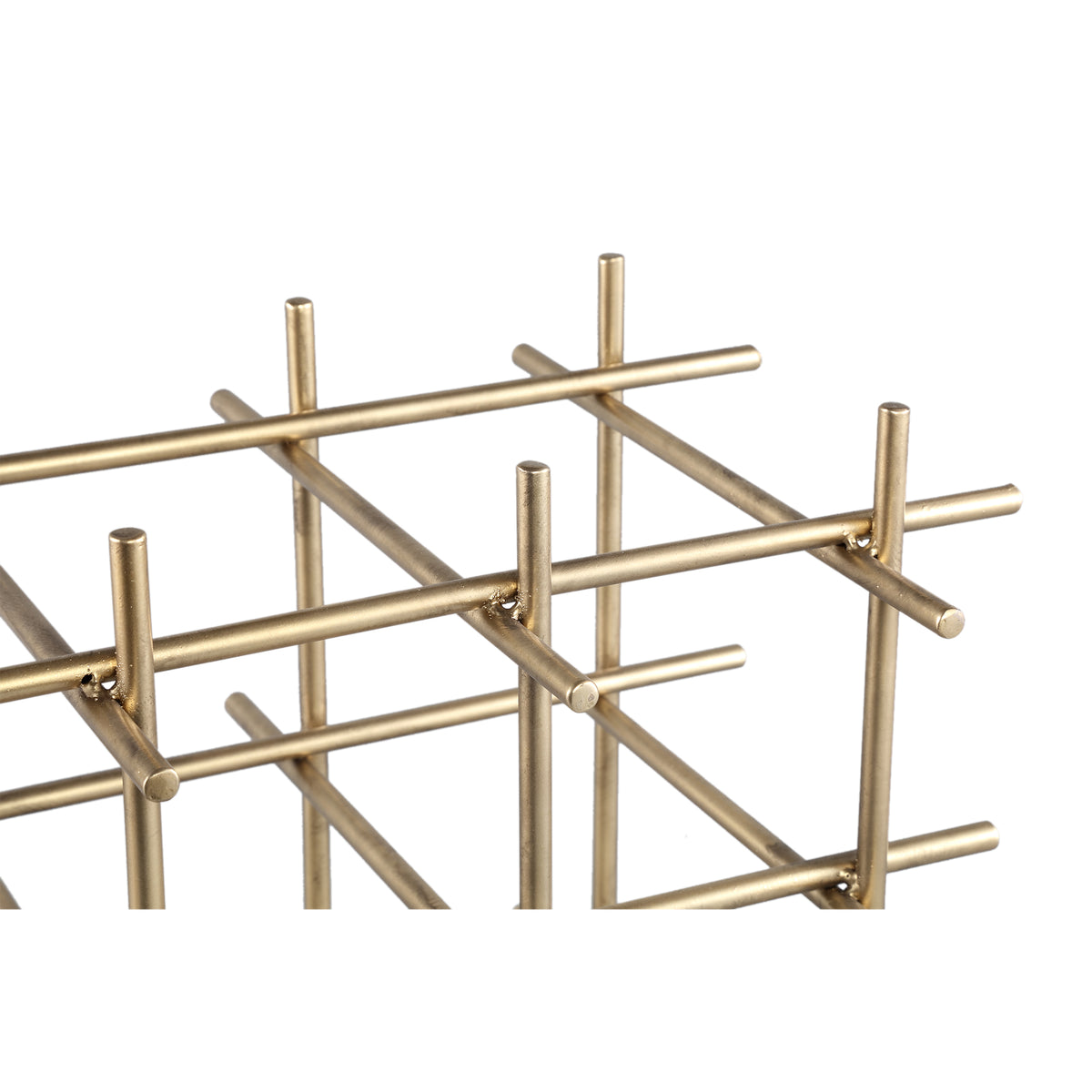 Wine rack - iron, open frame, square, brass/gold, 12 bottles, handmade - Gordo | PTMD