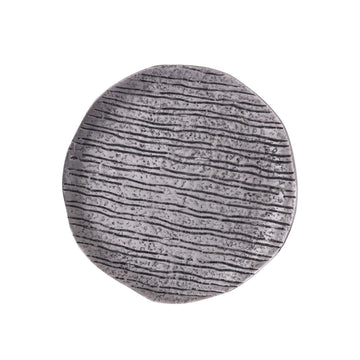 Decorative Bowl - Grail Silver Aluminum Plate with Stripes M