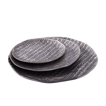 Decorative Bowl - Grail Silver Aluminum Plate with Stripes M