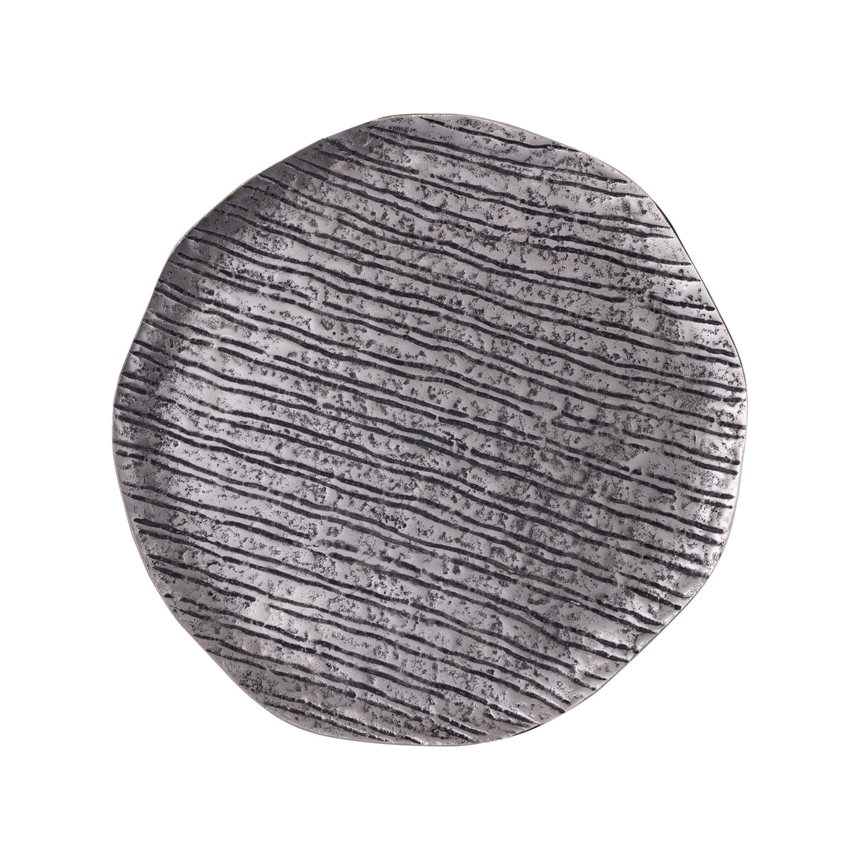 Dekoschale – Silber Farbe, Aluminium Material, Streifen Muster, L – Grail | PTMD