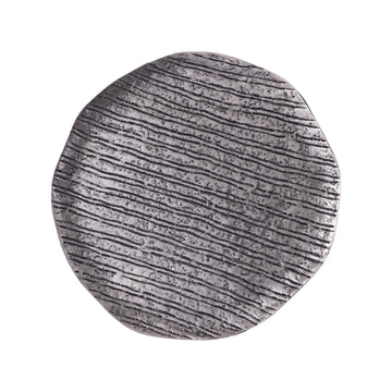Decorative Bowl - Grail Silver Aluminum Plate with Stripes L