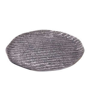 Dekoschale – Silber Farbe, Aluminium Material, Streifen Muster, L – Grail | PTMD