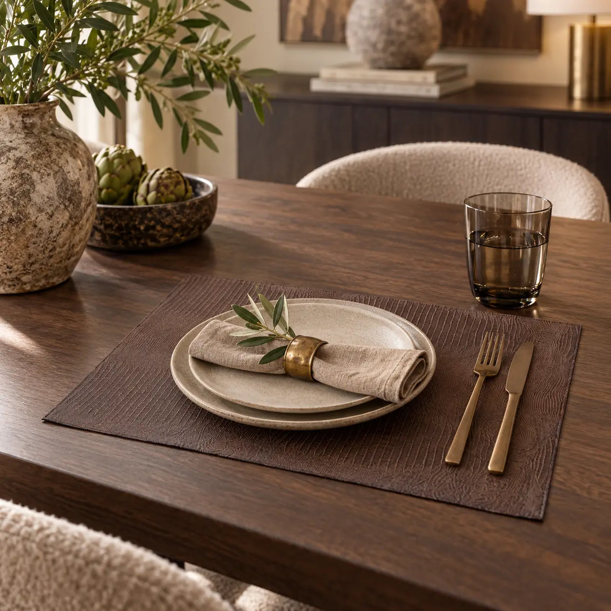 Tischset – Bronze Kunstleder, Rechteckige Form, Lederoptik - Rafal | PTMD