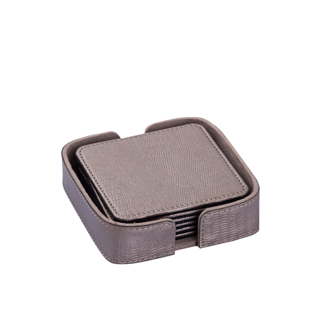Untersetzer quadratisch aus veganem Leder mit Struktur und handgefertigtem Finish – Rafal | PTMD - Esszett Luxury | Stilvolles Wohnen mit Charakter