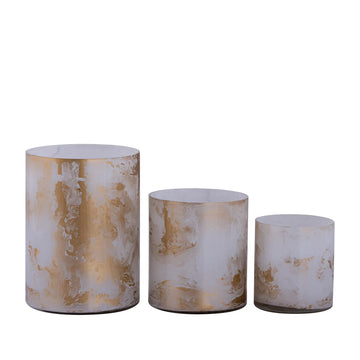 Glass tealight holder, marble look, glossy finish S – Georgie | PTMD