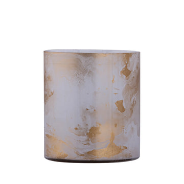 Glass tealight holder, marble look, glossy finish M – Georgie | PTMD