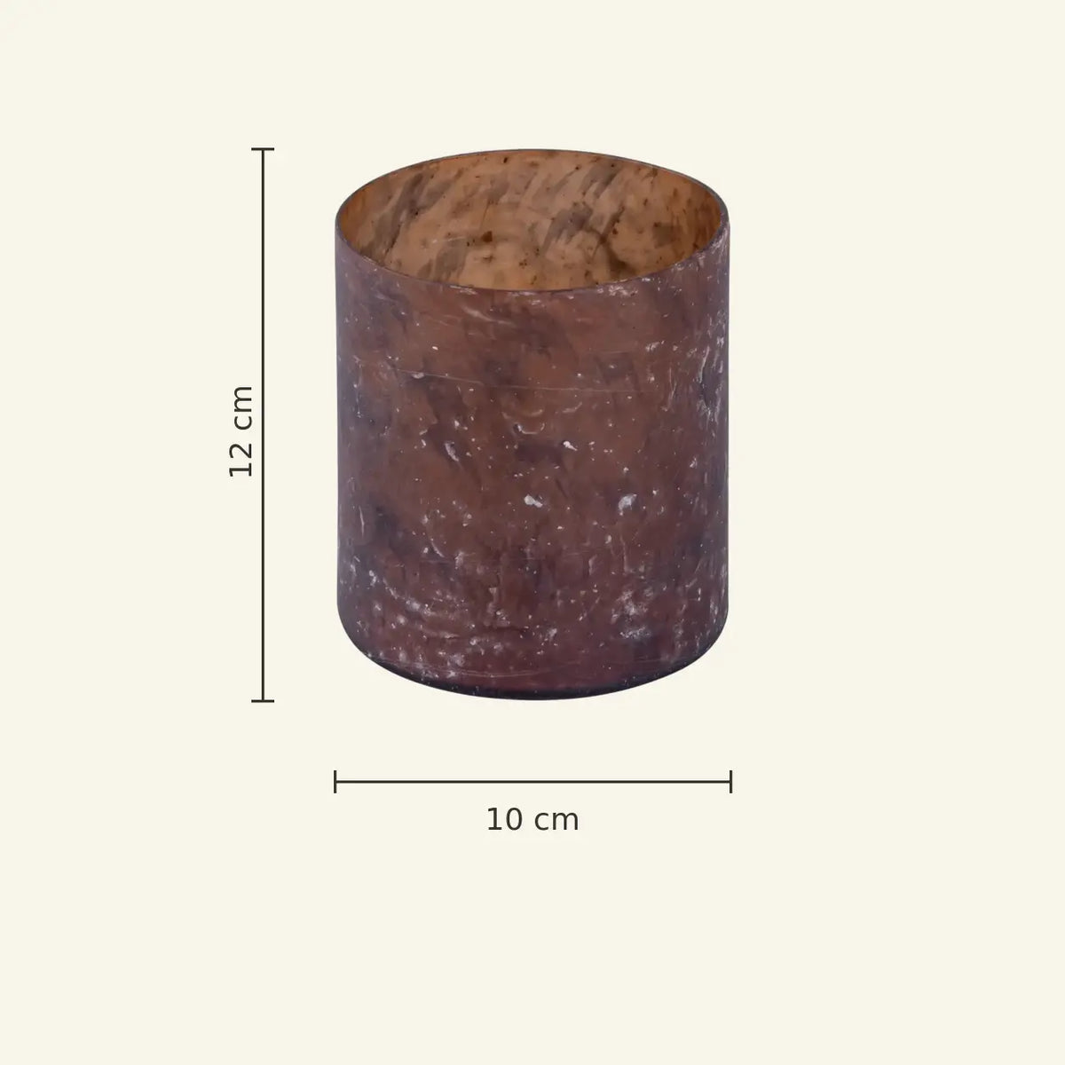 Teelichthalter – Rostbraunes Glas, Marmorierte Optik, Zylindrische Form, L - Matthy | PTMD