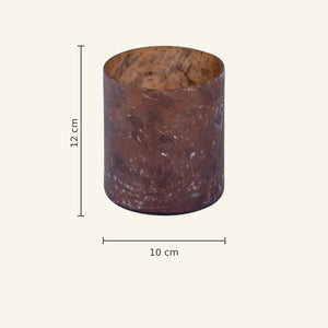Teelichthalter – Rostbraunes Glas, Marmorierte Optik, Zylindrische Form, L - Matthy | PTMD