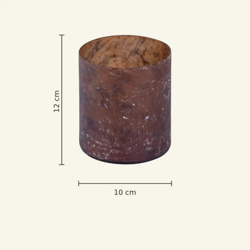 Teelichthalter – Rostbraunes Glas, Marmorierte Optik, Zylindrische Form, L - Matthy | PTMD