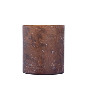 Tealight Holder - Rust-Colored Glass & Matte Marble Finish & Decorative Light Accent, L – Matthy | PTMD