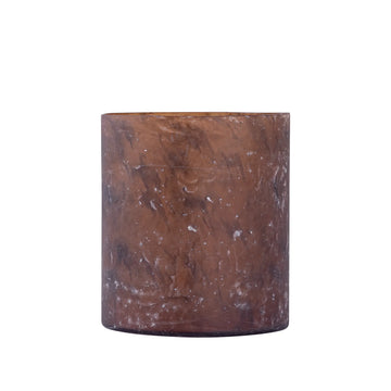 Tealight Holder - Rust-Colored Glass & Matte Marble Finish & Decorative Light Accent, L – Matthy | PTMD