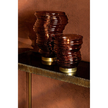 Windlicht aus Glas & Eisen mit Rillenstruktur & Swirl - Design L – Lane | PTMD - Esszett Luxury | Stilvolles Wohnen mit Charakter
