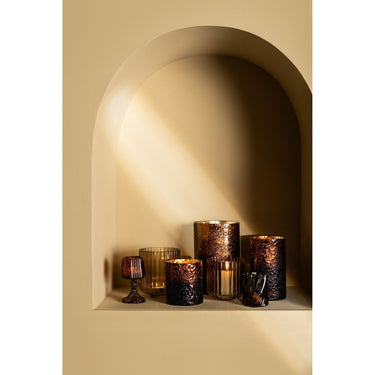 Windlicht aus Glas mit Perlenstruktur & dunklem Boden L – Saida | PTMD - Esszett Luxury | Stilvolles Wohnen mit Charakter