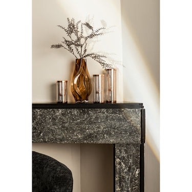 Windlicht aus Glas und Metall, gestreiftes Design, dekorative Struktur – Ella | PTMD - Esszett Luxury | Stilvolles Wohnen mit Charakter