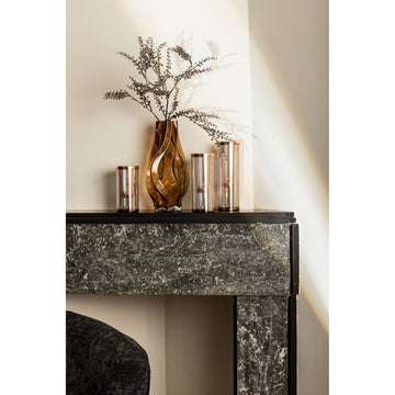 Windlicht aus Glas und Metall, gestreiftes Design, dekorative Struktur – Ella | PTMD - Esszett Luxury | Stilvolles Wohnen mit Charakter