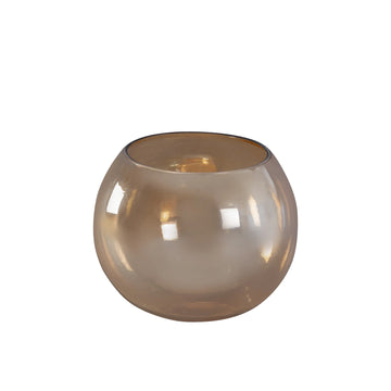 Glass Tealight Holder, Round Design, Lustrous Luster Finish – Lenore | PTMD